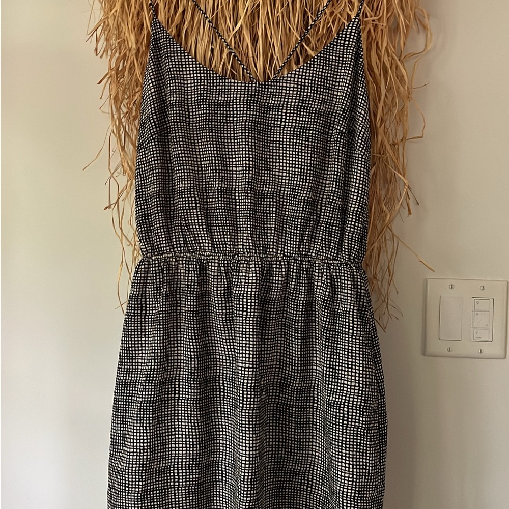 LOFT Gray and Black Spaghetti Strap Sundress